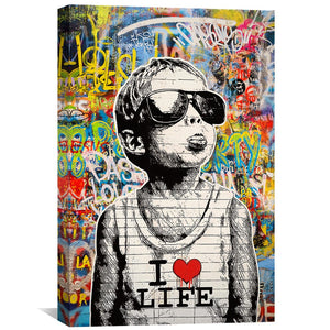 Banksy Child Loves Life Canvas Art Clock Canvas