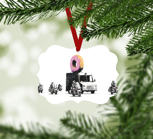 Banksy Doughnut Police Escort Ornament Christmas Ornament Victorian 10.8 x 8cm Clock Canvas