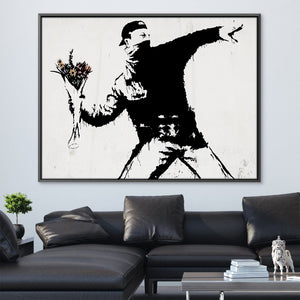 Banksy Flower Thrower Canvas Art Clock Canvas
