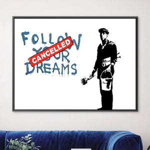 Banksy Follow Your Dreams Canvas Art Clock Canvas