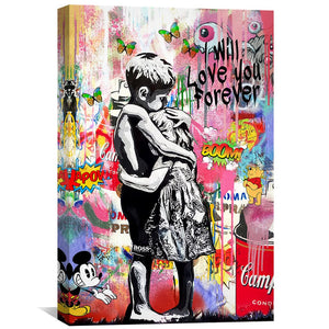 Banksy Forever Love Canvas Art Clock Canvas