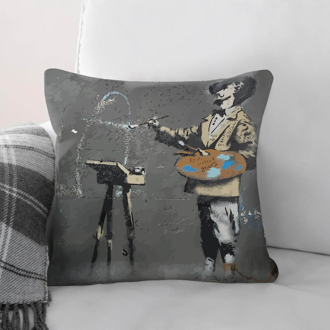 Banksy French Painter Cushion Cushion Cushion Square Clock Canvas