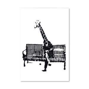 Banksy Giraffe on a Bench Canvas Art Clock Canvas