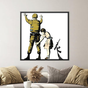 Banksy Girl And Soldier Canvas Art Clock Canvas