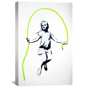 Banksy Girl With Skipping Rope Canvas Art Clock Canvas