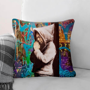 Banksy Graffiti Pray Cushion Cushion Cushion Square Clock Canvas