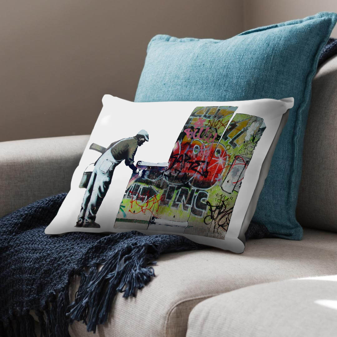 Banksy Graffiti Wallpaper Cushion. Cushion Cushion Landscape Clock Canvas