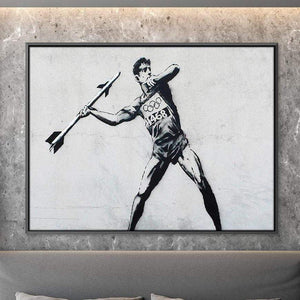 Banksy Javelin Thrower Canvas Art Clock Canvas