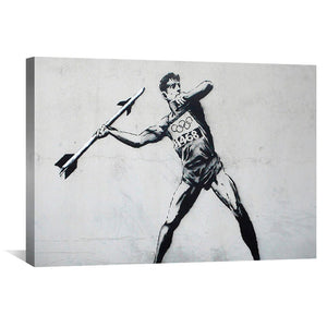 Banksy Javelin Thrower Canvas Art Clock Canvas