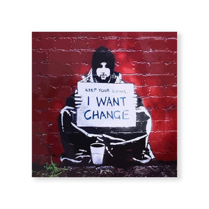 Banksy Keep Your Coins Canvas Art Clock Canvas