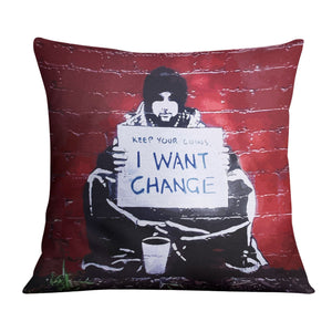 Banksy Keep Your Coins Cushion Cushion Cushion Square Clock Canvas