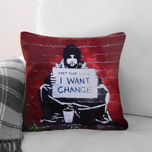 Banksy Keep Your Coins Cushion Cushion Cushion Square Clock Canvas