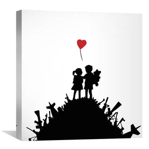 Banksy Kids On Gun Hill Canvas Art 30 x 30cm / Unframed Canvas Print Clock Canvas