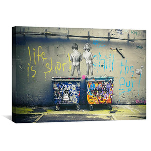 Banksy Life is Short Canvas Art Clock Canvas