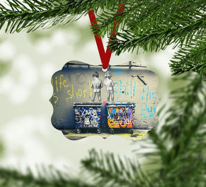 Banksy Life is Short Ornament Christmas Ornament Victorian 10.8 x 8cm Clock Canvas