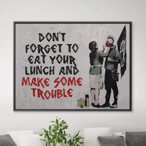 Banksy Make Some Trouble Canvas Art Clock Canvas