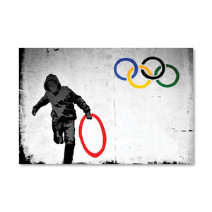 Banksy Olympic Rings Looter Canvas Art Clock Canvas