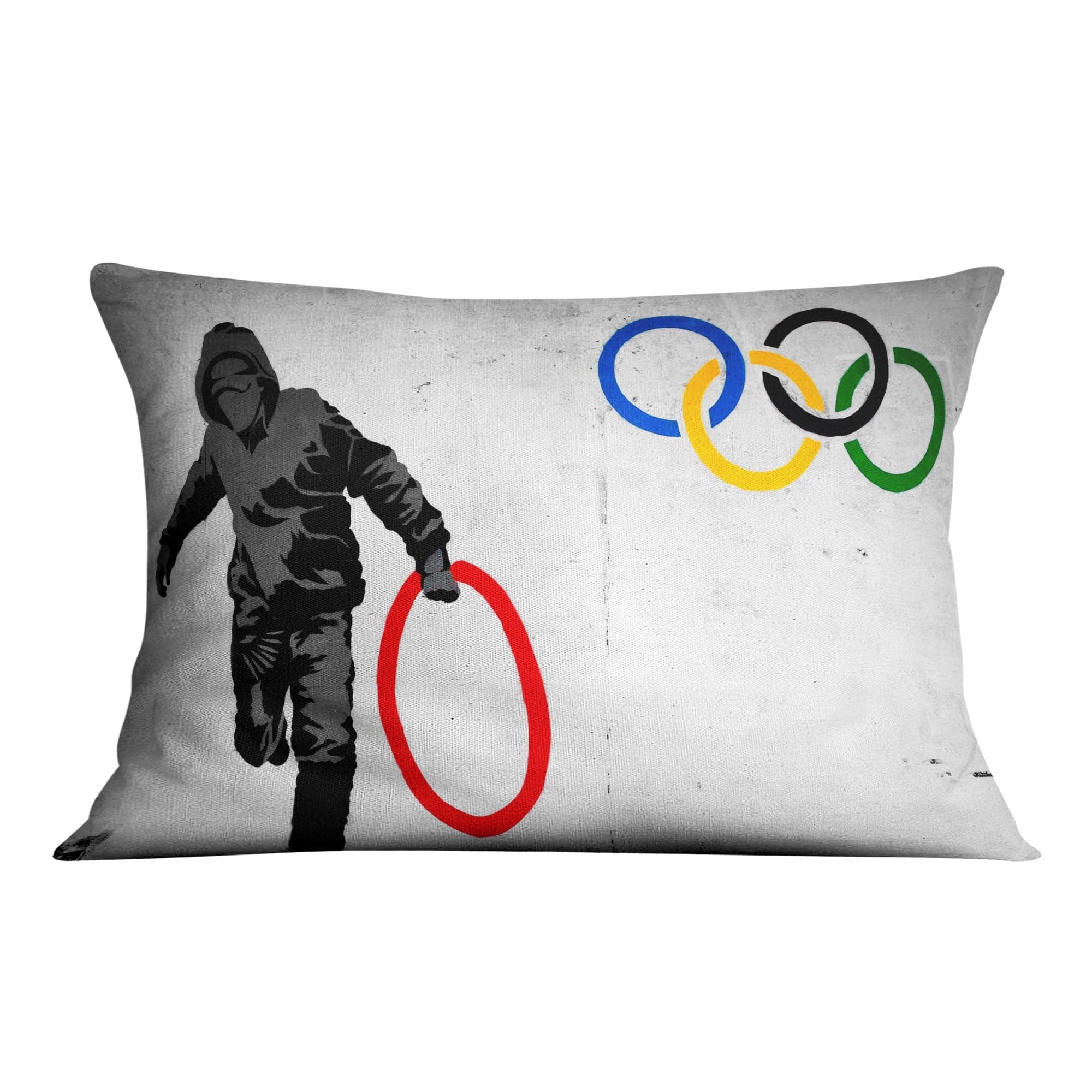 Banksy Olympic Rings Looter Cushion Cushion 48 x 33cm Clock Canvas