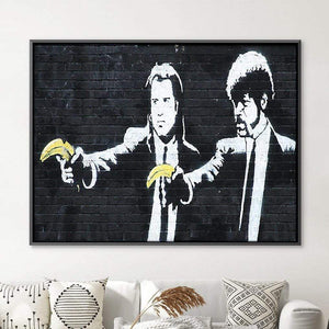 Banksy Pulp Fiction Banana Guns Canvas Art Clock Canvas