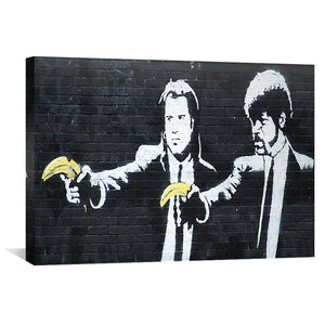 Banksy Pulp Fiction Banana Guns Canvas Art Clock Canvas