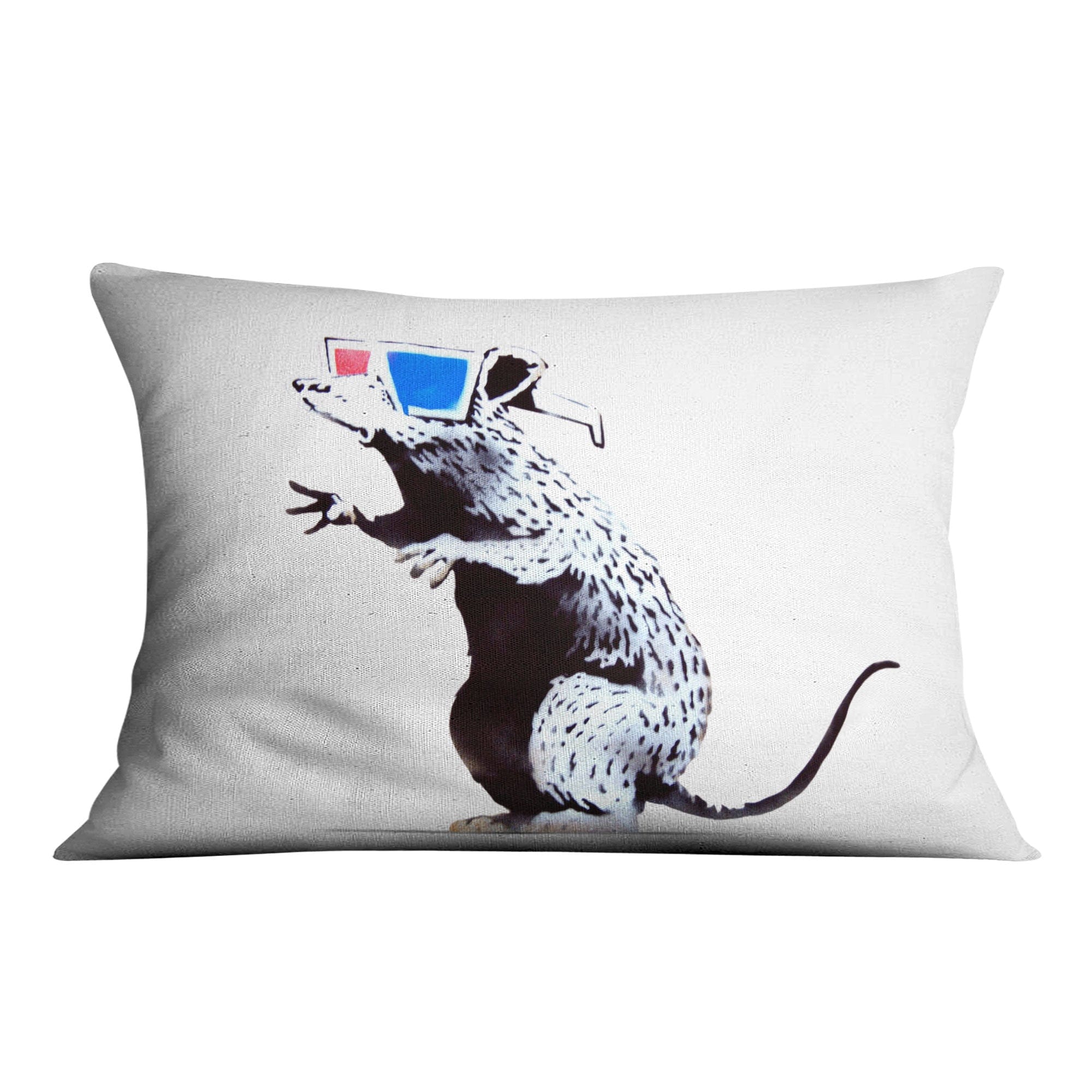 Banksy Rat Wearing 3D Glases Cushion Cushion 48 x 33cm Clock Canvas