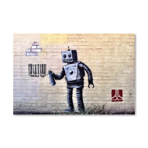 Banksy Robot Canvas Art Clock Canvas
