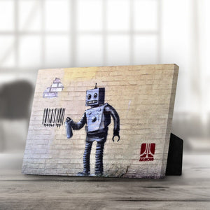 Banksy Robot Desktop Canvas Desktop Canvas 25 x 20cm Clock Canvas