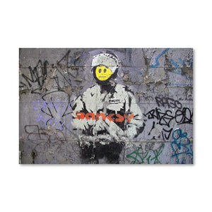 Banksy Smiley Riot Cop Canvas Art Clock Canvas