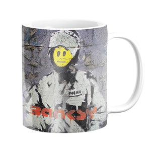 Banksy Smiley Riot Cop Mug Mug White Clock Canvas