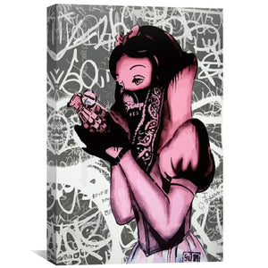 Banksy Snow White Grenade Canvas Art 30 x 45cm / Unframed Canvas Print Clock Canvas