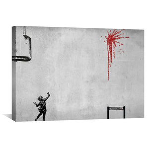 Banksy Valentines Day Canvas Art 45 x 30cm / Unframed Canvas Print Clock Canvas