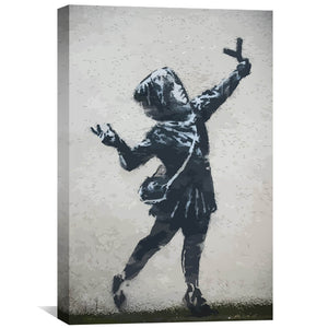 Banksy Valentines Day Marsh Lane Canvas Art 30 x 45cm / Unframed Canvas Print Clock Canvas