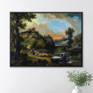 Banksy Vandalised Car Canvas Art Clock Canvas
