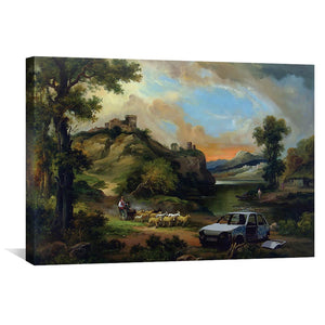 Banksy Vandalised Car Canvas Art Clock Canvas