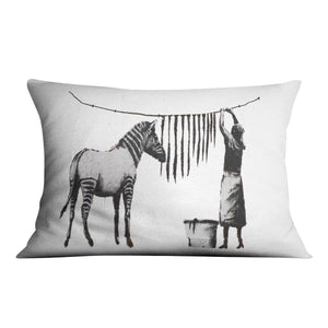 Banksy Washing Zebra Stripes Cushion Cushion 48 x 33cm Clock Canvas