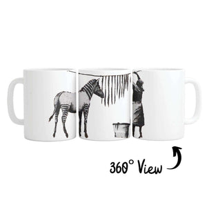 Banksy Washing Zebra Stripes Mug Mug White Clock Canvas
