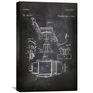 Barber Chair Blue print Canvas Art Clock Canvas