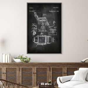 Barber Chair Blue print Canvas Art Clock Canvas