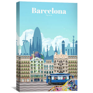 Barcelona Canvas - Studio 324 Art 30 x 45cm / Unframed Canvas Print Clock Canvas