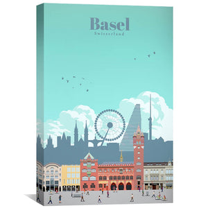 Basel Canvas - Studio 324 Art 30 x 45cm / Unframed Canvas Print Clock Canvas