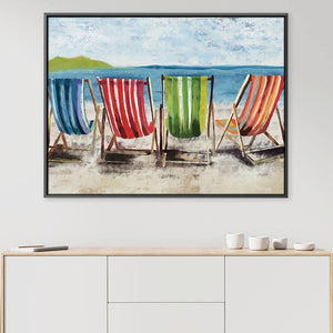 Beach Chairs Canvas Art Clock Canvas