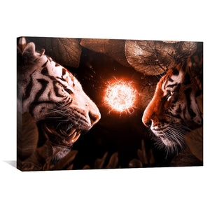 Beasts Fight Canvas Art 45 x 30cm / Unframed Canvas Print Clock Canvas