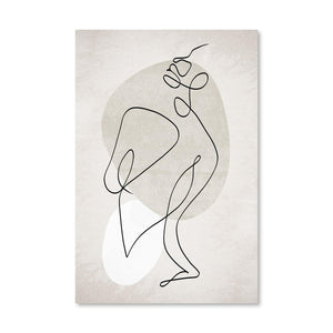 Beige Line Art Canvas Art Clock Canvas