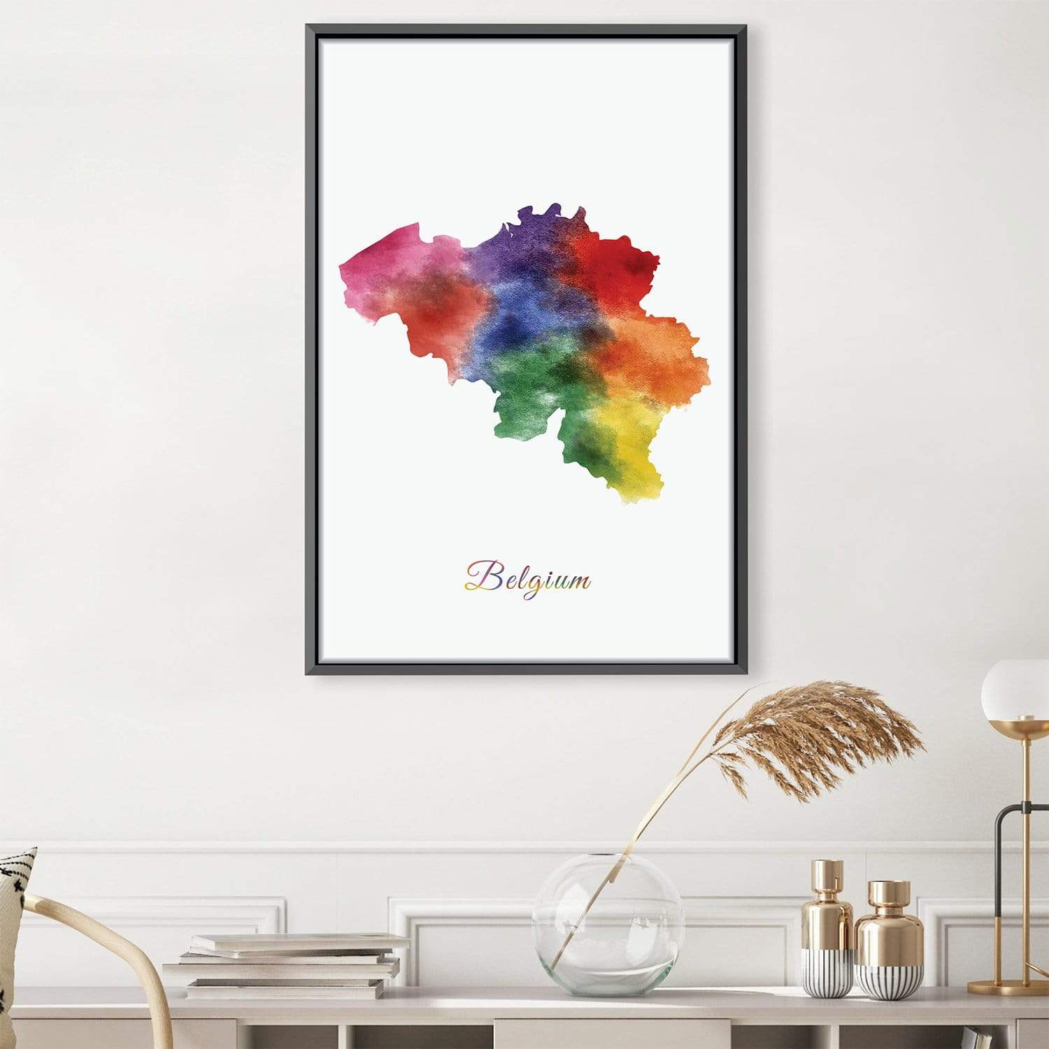 Belgium Rainbow Canvas Art Clock Canvas