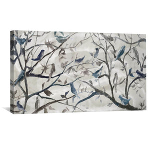 Birds And Branches Canvas Art 50 x 25cm / Unframed Canvas Print Clock Canvas