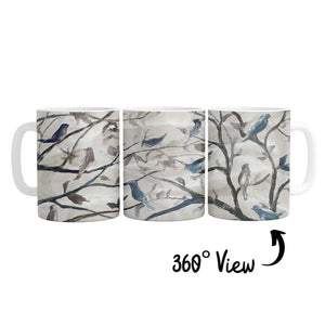 Birds And Branches Mug Mug White Clock Canvas