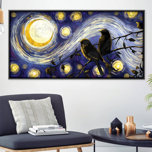 Birds in the Night Canvas Art Clock Canvas