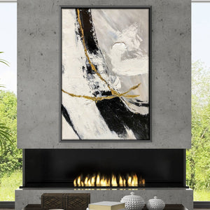 Black and White Crosspoint Oil Painting Oil 30 x 45cm / Oil Painting Clock Canvas