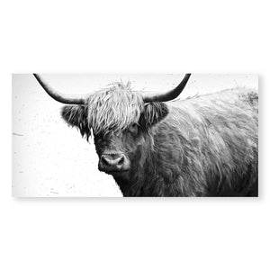 Black and White Highland Cow Canvas Art Clock Canvas