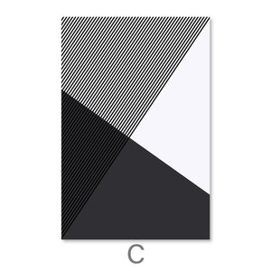 Black and White Triangles Canvas Art C / 30 x 45cm / Unframed Canvas Print Clock Canvas